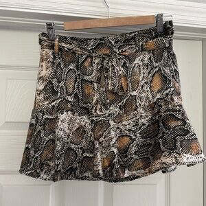 Zara Snake Print Mini Skirt - Black, Brown, White